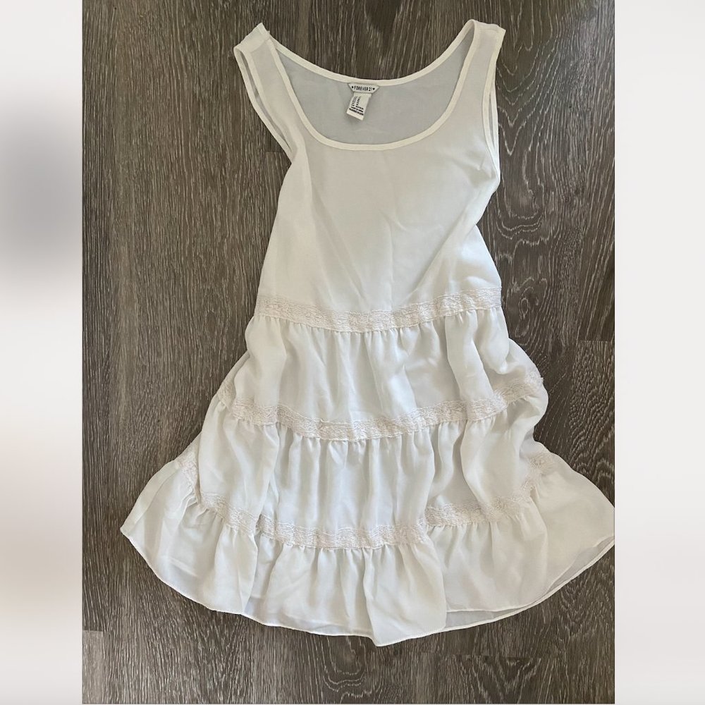 Chiffon White Flowy Lace Tank